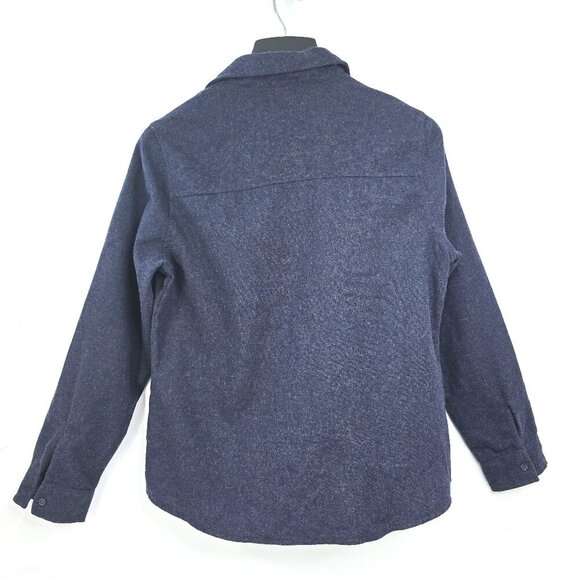 Vintage Y2K Old Navy Blue Button Front Wool Long Sleeve Shirt Utility Shacket - Picture 5 of 6
